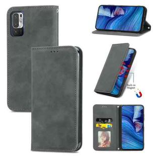 For Xiaomi Redmi Note 10 JE Retro Skin Feel Business Magnetic Horizontal Flip Leather Case with Holder & Card Slots & Wallet & Photo Frame(Gray)