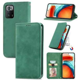 For Xiaomi Redmi Note 10 Pro 5G Retro Skin Feel Business Magnetic Horizontal Flip Leather Case with Holder & Card Slots & Wallet & Photo Frame(Green)