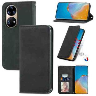 For Huawei P50 Pro Retro Skin Feel Business Magnetic Horizontal Flip Leather Case with Holder & Card Slots & Wallet & Photo Frame(Black)
