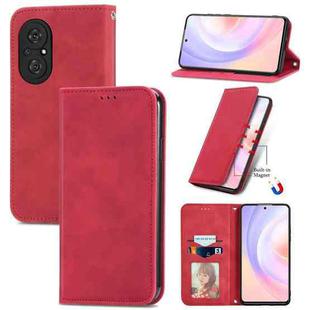 For Honor 50 SE Retro Skin Feel Business Magnetic Horizontal Flip Leather Case with Holder & Card Slots & Wallet & Photo Frame(Red)