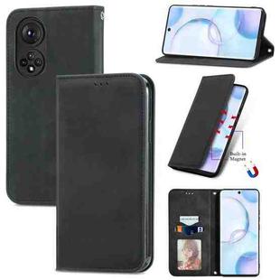 For Honor 50 Retro Skin Feel Business Magnetic Horizontal Flip Leather Case with Holder & Card Slots & Wallet & Photo Frame(Black)