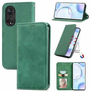 For Honor 50 Retro Skin Feel Business Magnetic Horizontal Flip Leather Case with Holder & Card Slots & Wallet & Photo Frame(Green)