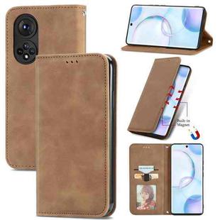 For Honor 50 Retro Skin Feel Business Magnetic Horizontal Flip Leather Case with Holder & Card Slots & Wallet & Photo Frame(Brwon)