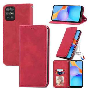For Honor Play 5T Retro Skin Feel Business Magnetic Horizontal Flip Leather Case with Holder & Card Slots & Wallet & Photo Frame(Red)
