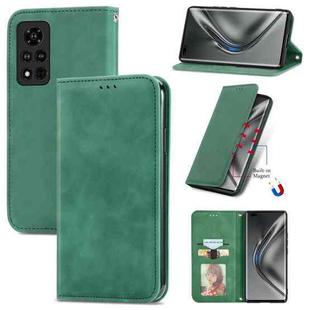 For Honor V40 5G Retro Skin Feel Business Magnetic Horizontal Flip Leather Case with Holder & Card Slots & Wallet & Photo Frame(Green)
