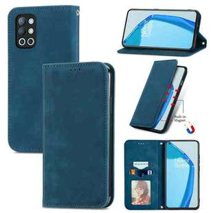 For OnePlus 9R Retro Skin Feel Business Magnetic Horizontal Flip Leather Case with Holder & Card Slots & Wallet & Photo Frame(Blue)