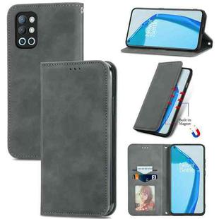 For OnePlus 9R Retro Skin Feel Business Magnetic Horizontal Flip Leather Case with Holder & Card Slots & Wallet & Photo Frame(Gray)