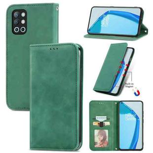For OnePlus 9R Retro Skin Feel Business Magnetic Horizontal Flip Leather Case with Holder & Card Slots & Wallet & Photo Frame(Green)