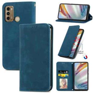 For Motorola Moto G60 Retro Skin Feel Business Magnetic Horizontal Flip Leather Case with Holder & Card Slots & Wallet & Photo Frame(Blue)