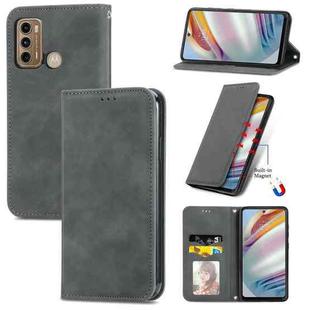 For Motorola Moto G60 Retro Skin Feel Business Magnetic Horizontal Flip Leather Case with Holder & Card Slots & Wallet & Photo Frame(Gray)