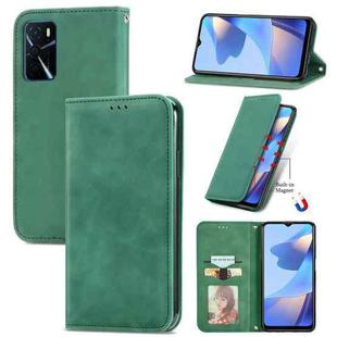 For OPPO A16 Retro Skin Feel Magnetic Horizontal Flip Leather Phone Case(Green)