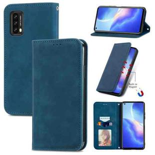 For Blackview A90 Retro Skin Feel Business Magnetic Horizontal Flip Leather Case with Holder & Card Slots & Wallet & Photo Frame(Blue)