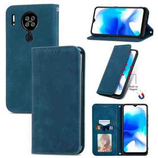 For Blackview A80 / A80s Retro Skin Feel Business Magnetic Horizontal Flip Leather Case with Holder & Card Slots & Wallet & Photo Frame(Blue)