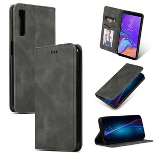Retro Skin Feel Business Magnetic Horizontal Flip Leather Case for Samsung Galaxy A7 2018(Dark Gray)