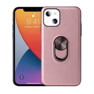 360 Rotary Multifunctional Stent PC+TPU Case with Magnetic Invisible Holder For iPhone 13 (Rose Gold)