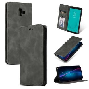 Retro Skin Feel Business Magnetic Horizontal Flip Leather Case for Samsung Galaxy J6 Plus 2018 & J6 Prime(Dark Gray)