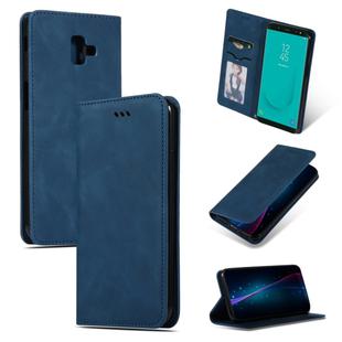 Retro Skin Feel Business Magnetic Horizontal Flip Leather Case for Samsung Galaxy J6 Plus 2018 & J6 Prime(Navy Blue)