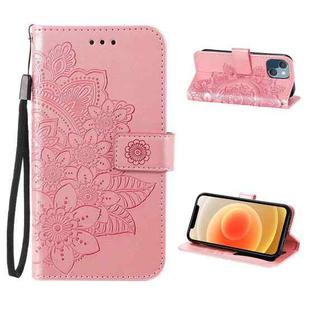 ENKAY Hat-Prince Flower Embossed Horizontal Flip PU Leather Case with Holder & Card Slots & Wallet & Lanyard for iPhone 13(Pink)