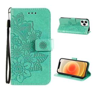 ENKAY Hat-Prince Flower Embossed Horizontal Flip PU Leather Case with Holder & Card Slots & Wallet & Lanyard for iPhone 13 Pro(Green)