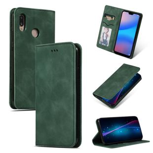 Retro Skin Feel Business Magnetic Horizontal Flip Leather Case for Huawei P20 Lite(Army Green)