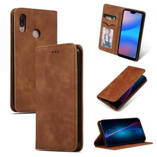 Retro Skin Feel Business Magnetic Horizontal Flip Leather Case for Huawei P20 Lite(Brown)