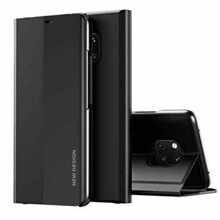 For Huawei Mate 20 Side Electroplated Dormant Ultra-Thin Horizontal Flip Leather Case with Holder(Black)