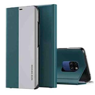 For Huawei Mate 20 Side Electroplated Dormant Ultra-Thin Horizontal Flip Leather Case with Holder(Green)
