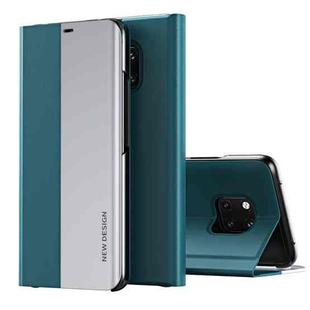 For Huawei Mate 20 Pro Side Electroplated Dormant Ultra-Thin Horizontal Flip Leather Case with Holder(Green)