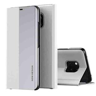 For Huawei Mate 20 Pro Side Electroplated Dormant Ultra-Thin Horizontal Flip Leather Case with Holder(Silver)