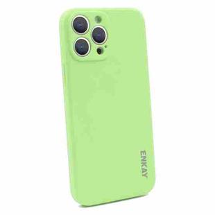 For iPhone 13 Pro Hat-Prince ENKAY Liquid Silicone Shockproof Protective Case Cover (Light Green)