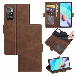 For Xiaomi Redmi 10 Dual-side Magnetic Buckle Horizontal Flip Leather Case with Holder & Card Slots & Wallet(Brown)