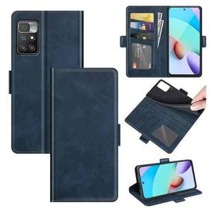 For Xiaomi Redmi 10 Dual-side Magnetic Buckle Horizontal Flip Leather Case with Holder & Card Slots & Wallet(Dark Blue)