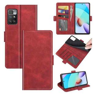 For Xiaomi Redmi 10 Dual-side Magnetic Buckle Horizontal Flip Leather Case with Holder & Card Slots & Wallet(Red)