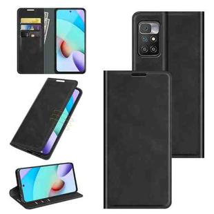 For Xiaomi Redmi 10 Retro-skin Business Magnetic Suction Leather Case with Holder & Card Slots & Wallet(Black)