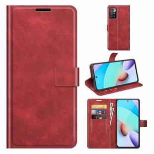 Retro Calf Pattern Buckle Horizontal Flip Leather Case with Holder & Card Slots & Wallet For Xiaomi Redmi 10(Red)