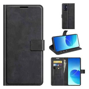For OPPO Reno6 4G Retro Calf Pattern Buckle Horizontal Flip Leather Case with Holder & Card Slots & Wallet(Black)