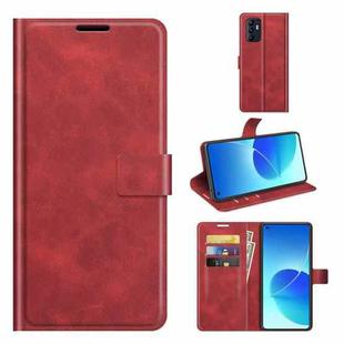 For OPPO Reno6 4G Retro Calf Pattern Buckle Horizontal Flip Leather Case with Holder & Card Slots & Wallet(Red)