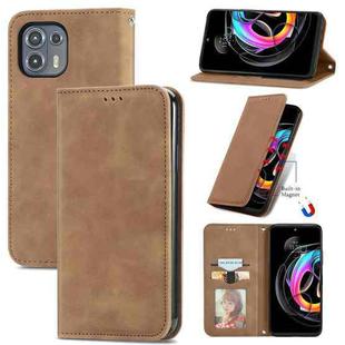 For Motorola Edge 20 Lite Retro Skin Feel Business Magnetic Horizontal Flip Leather Case With Holder & Card Slots & Wallet & Photo Frame(Brown)