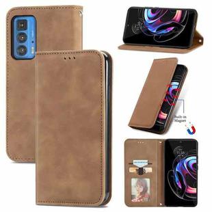 For Motorola Edge 20 Pro Retro Skin Feel Business Magnetic Horizontal Flip Leather Case With Holder & Card Slots & Wallet & Photo Frame(Brown)
