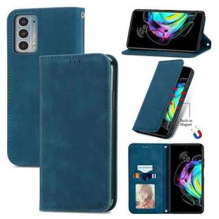 For Motorola Edge 20 Retro Skin Feel Business Magnetic Horizontal Flip Leather Case With Holder & Card Slots & Wallet & Photo Frame(Blue)