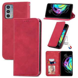 For Motorola Edge 20 Retro Skin Feel Business Magnetic Horizontal Flip Leather Case With Holder & Card Slots & Wallet & Photo Frame(Red)