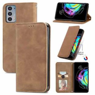 For Motorola Edge 20 Retro Skin Feel Business Magnetic Horizontal Flip Leather Case With Holder & Card Slots & Wallet & Photo Frame(Brown)