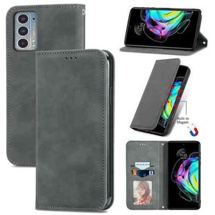 For Motorola Edge 20 Retro Skin Feel Business Magnetic Horizontal Flip Leather Case With Holder & Card Slots & Wallet & Photo Frame(Grey)