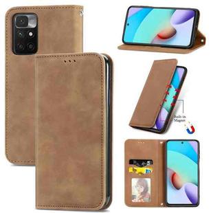 For Xiaomi Rdemi 10 Retro Skin Feel Business Magnetic Horizontal Flip Leather Case With Holder & Card Slots & Wallet & Photo Frame(Brwon)