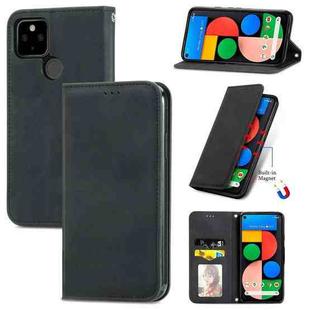For Google Pixel 5a 5G Retro Skin Feel Business Magnetic Horizontal Flip Leather Case with Holder & Card Slots & Wallet & Photo Frame(Black)