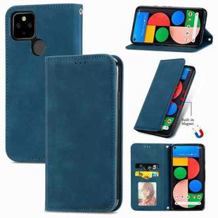 For Google Pixel 5a 5G Retro Skin Feel Business Magnetic Horizontal Flip Leather Case with Holder & Card Slots & Wallet & Photo Frame(Blue)