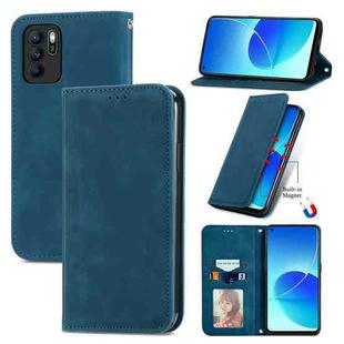 For OPPO Reno6 Z Retro Skin Feel Business Magnetic Horizontal Flip Leather Case With Holder & Card Slots & Wallet & Photo Frame(Blue)