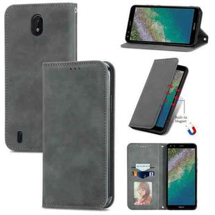 For Nokia C01 Plus Retro Skin Feel Business Magnetic Horizontal Flip Leather Case with Holder & Card Slots & Wallet & Photo Frame(Gray)