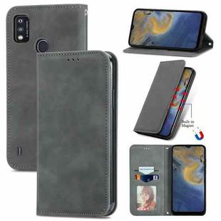 For ZTE A51 Retro Skin Feel Business Magnetic Horizontal Flip Leather Case with Holder & Card Slots & Wallet & Photo Frame(Gray)