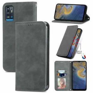 For ZTE A71 Retro Skin Feel Business Magnetic Horizontal Flip Leather Case with Holder & Card Slots & Wallet & Photo Frame(Gray)